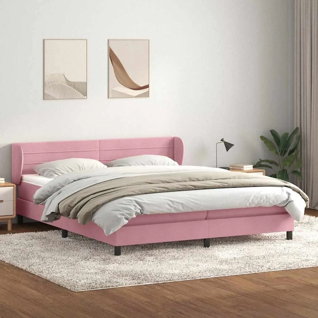 vidaXL Cama com molas/colchões 180x210 cm veludo Rosa