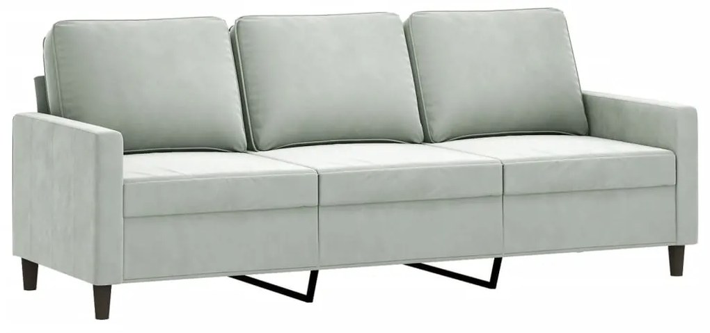 4 pcs conjunto de sofás com almofadas veludo cinzento-claro