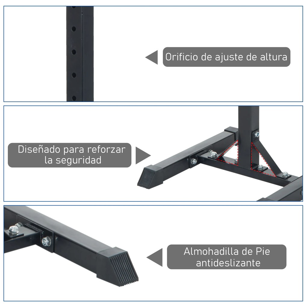 HOMCOM Suporte de Barra de Pesos Prateleira Ajustável de 12 Camadas Barra Levantamento de Pesos Academia Máx. 150 kg Aço 52x48x108-163 cm Preto
