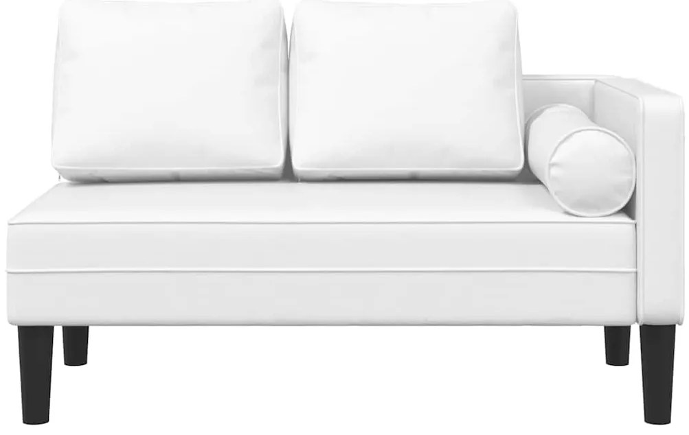 Chaise longue com almofadões couro artificial branco