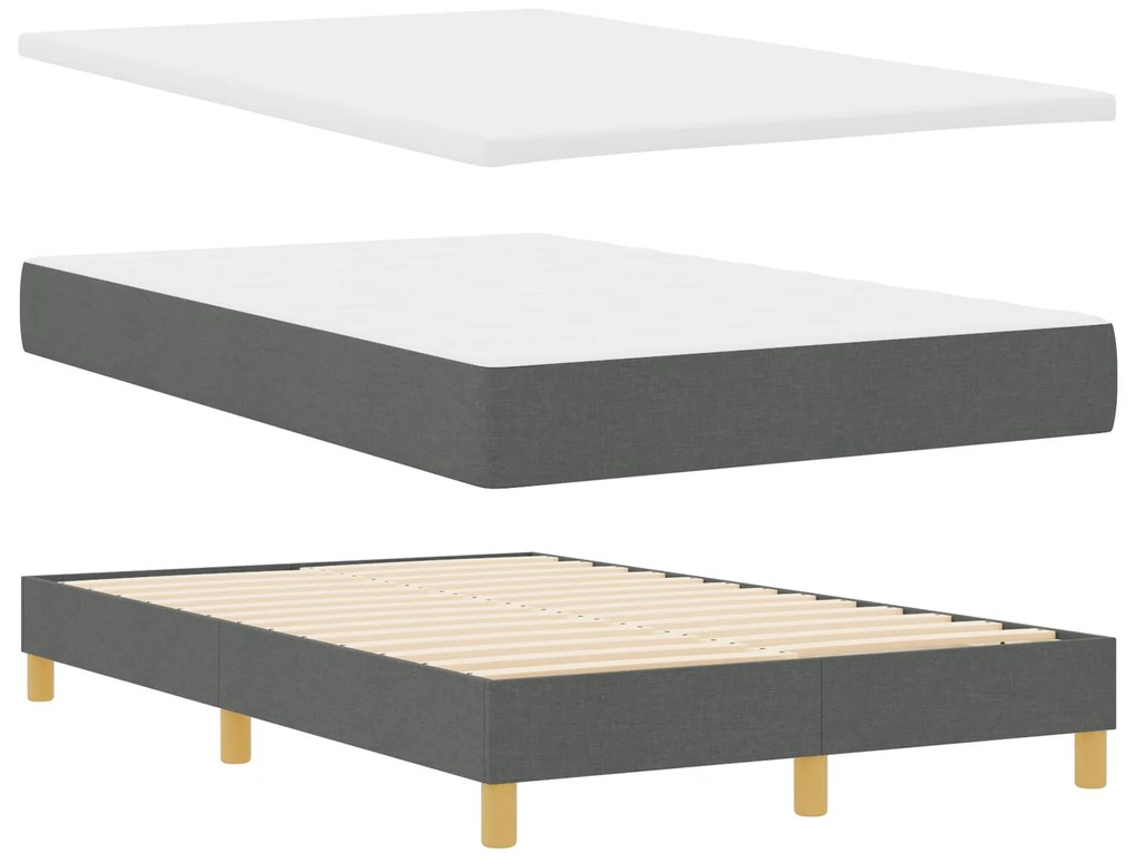 Cama Box Spring com Colchão Cinza Escuro 120x190 cm Tecido