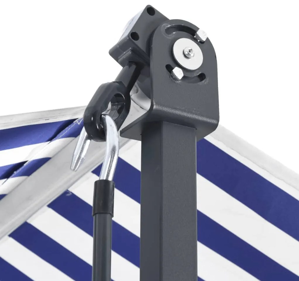 Toldo de pé 600x300 cm tecido e aço azul e branco