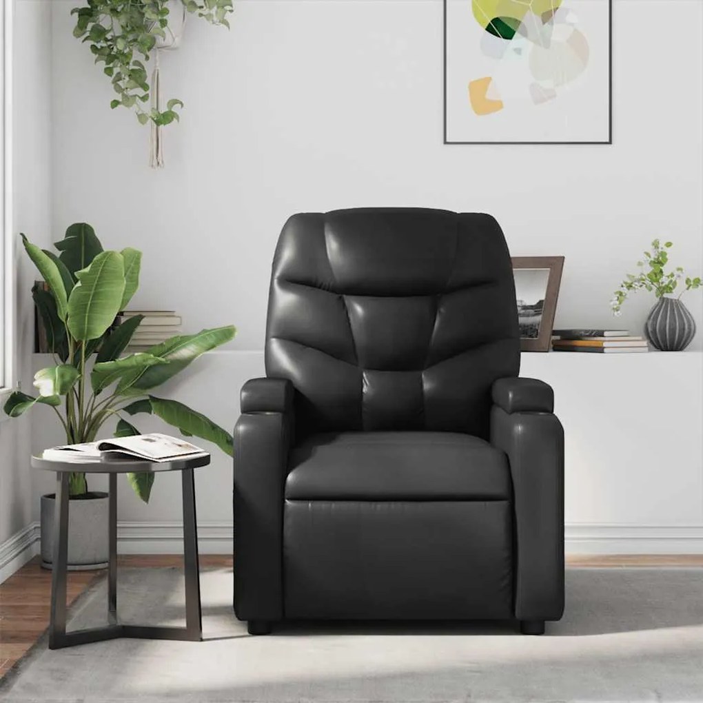 Poltrona de massagens reclinável couro artificial preto