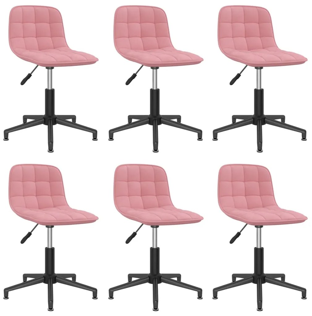 vidaXL Cadeiras de jantar giratórias 6 pcs veludo rosa