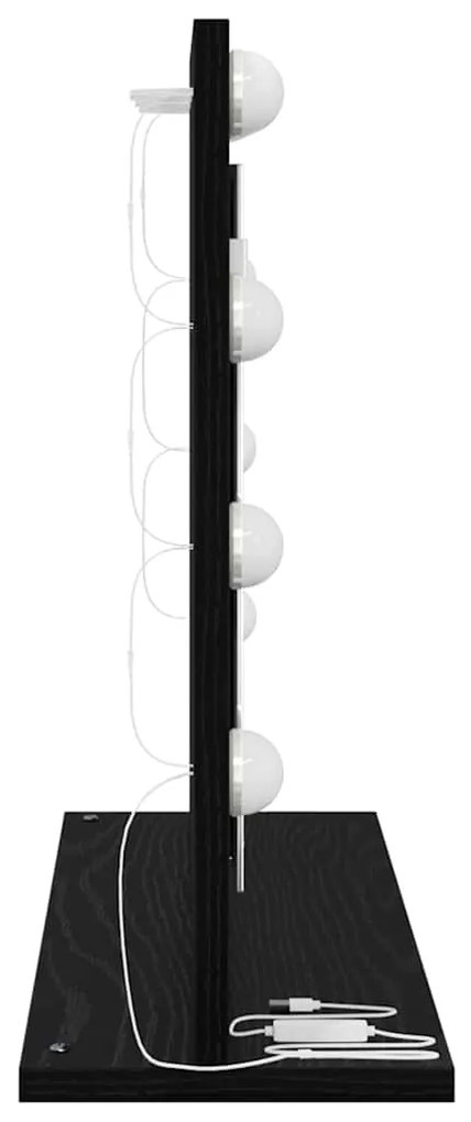 Espelho de Vanity com Luzes LED Carvalho Preto 60x45x18 cm