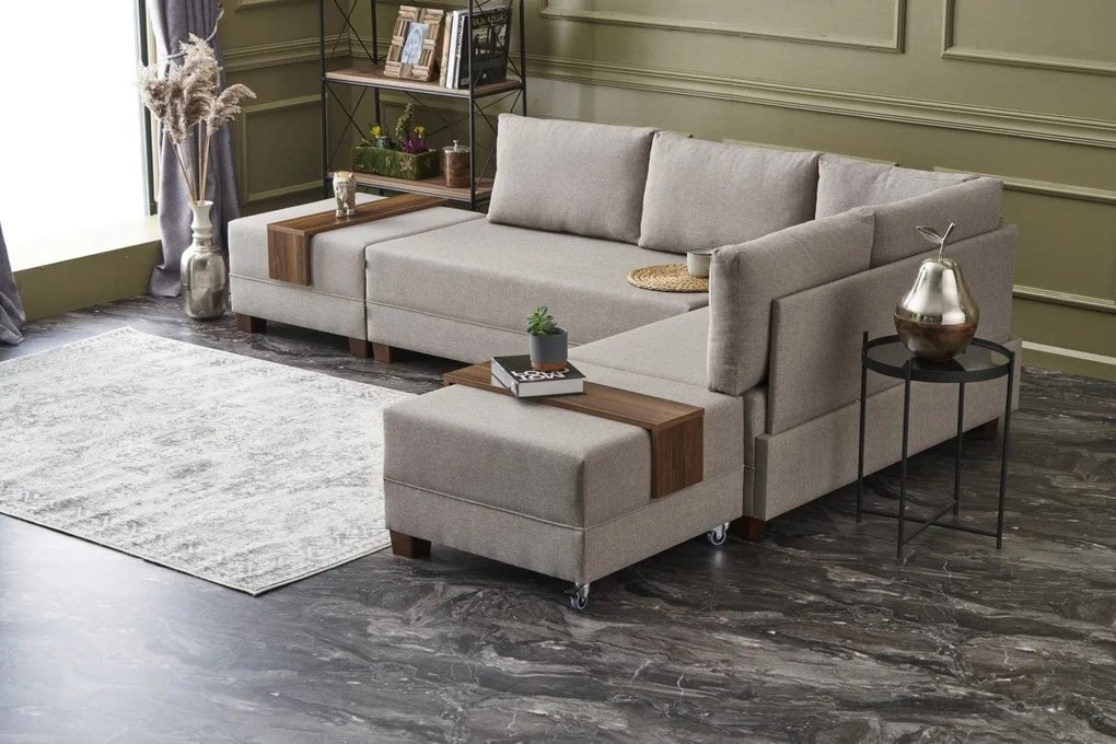 Sofá-Cama de Canto Fly – Creme – 210x70x280 cm