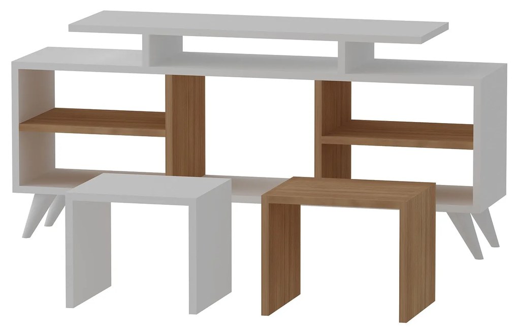 Móvel TV Kutay – Branco e Teca – 120x56,9x29,5 cm