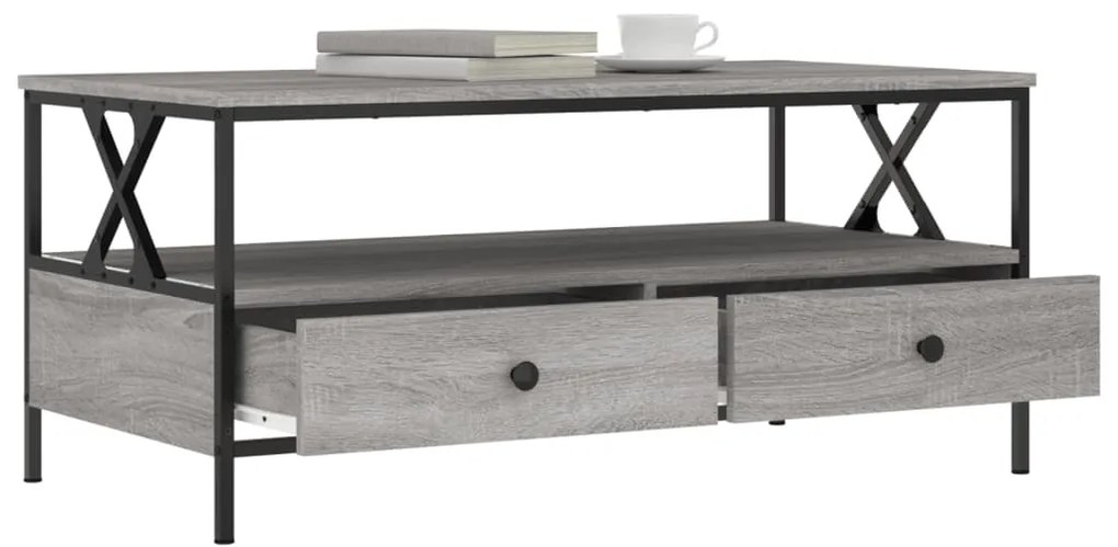 Mesa de centro 100x51x45cm derivados de madeira cinzento sonoma