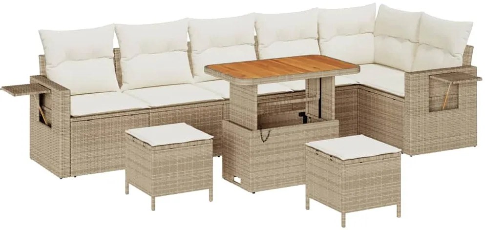 Conjunto de Sofá de Jardim Bege e Creme 289 x 124 x 85 cm