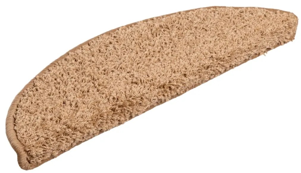 Tapetes de escada 15 pcs 56x17x3 cm bege