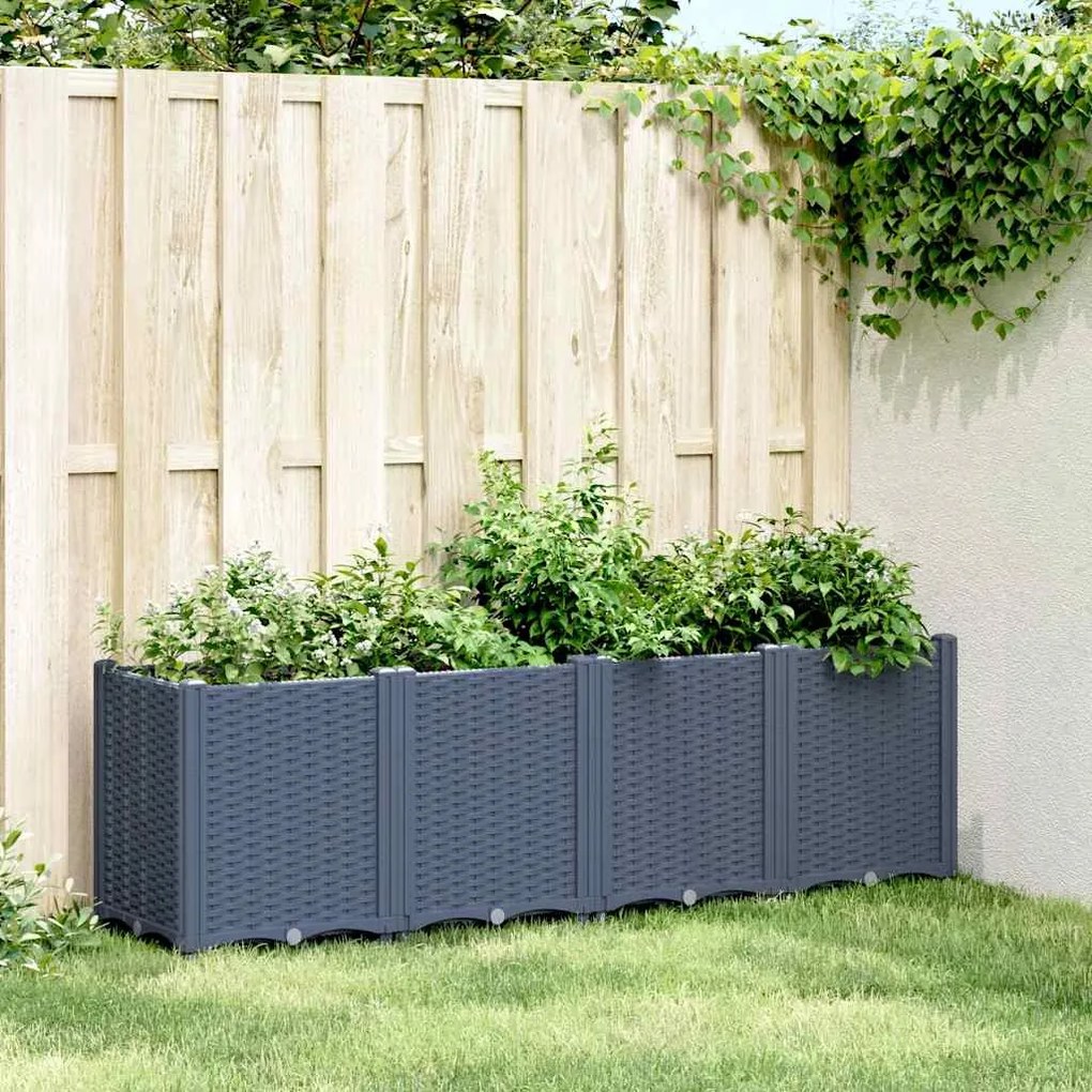 Vaso/floreira 160x40x53 cm PP cinzento azul