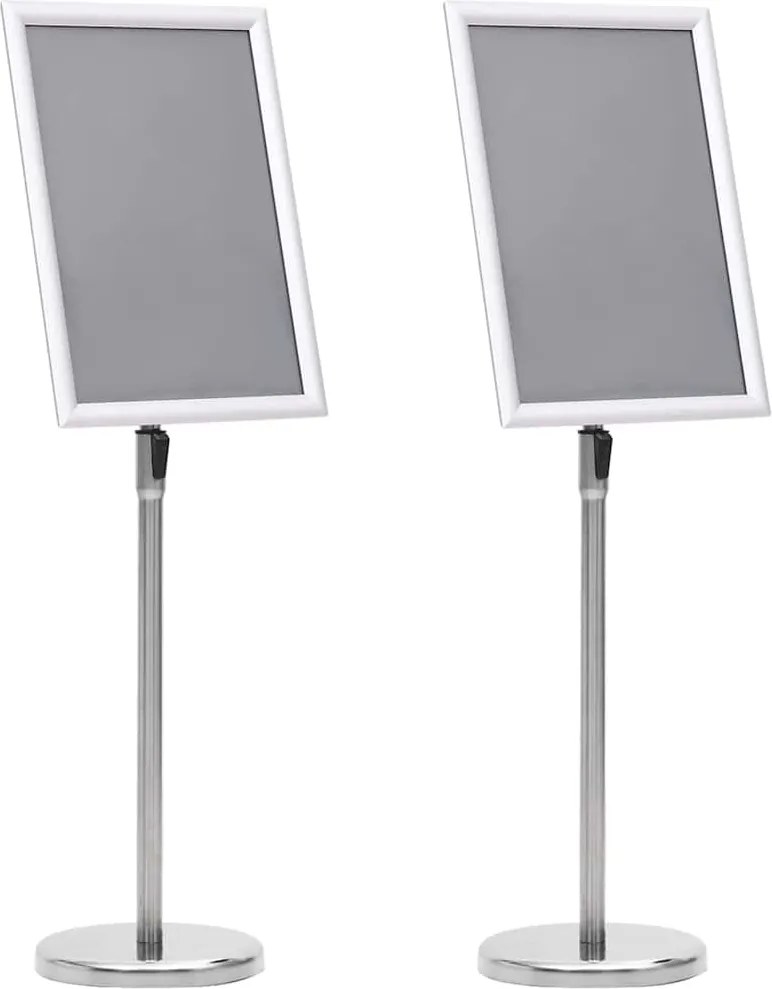 vidaXL Suportes para Pôsteres 2 pcs Prateado 32,7 x 24 x 108 cm