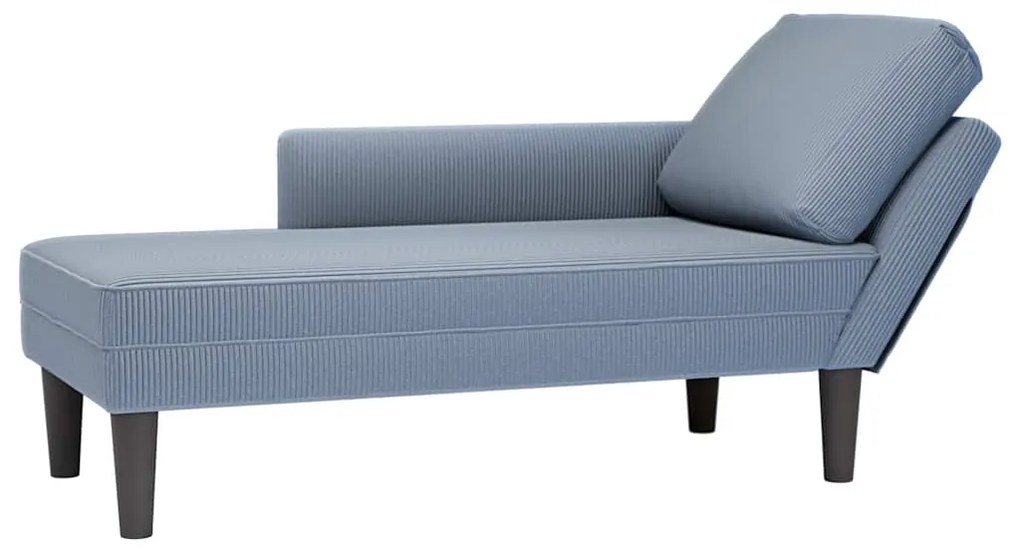 Chaise lounge com almofada tecido corduroy azul