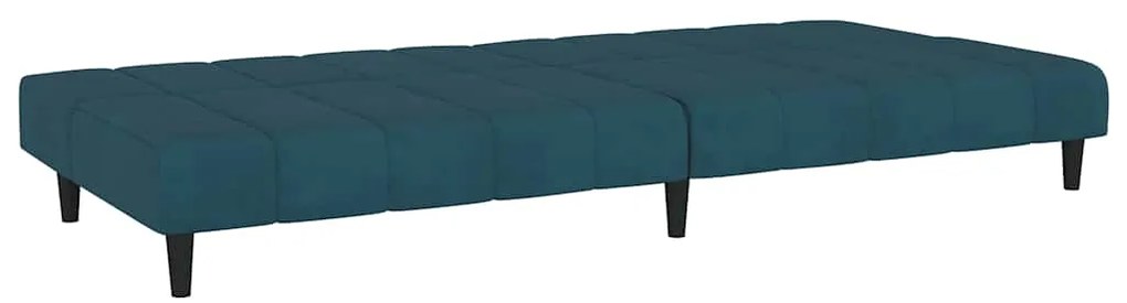 Sofá-cama de 2 lugares veludo azul