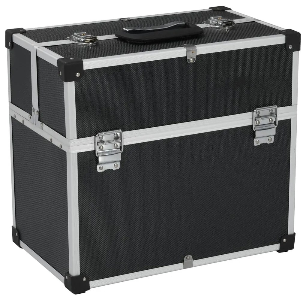 91849 vidaXL Mala para ferramentas 38x22,5x34 cm alumínio preto
