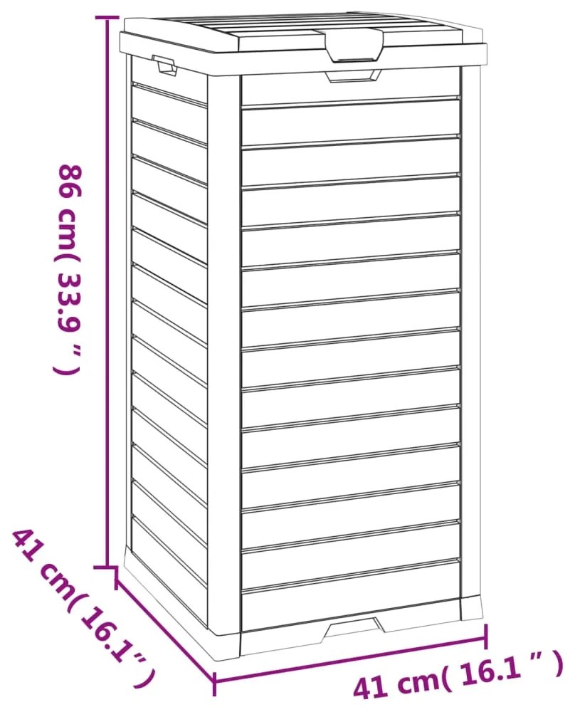Caixote do lixo p/ exterior 41x41x86 cm PP castanho-claro