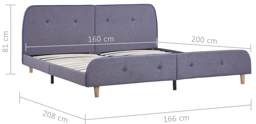 Estrutura de cama sem colchão 150x200 cm tecido cinzento-claro