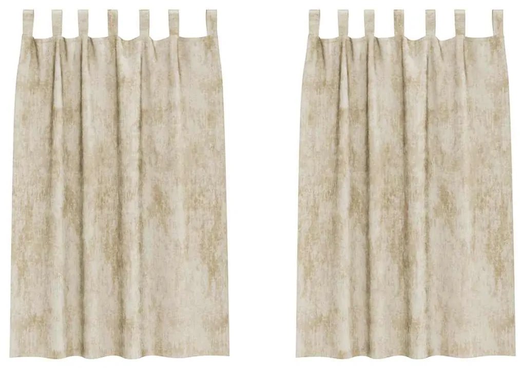 Cortinas de Veludo 2 peças com Ilhós Creme 175x140 cm