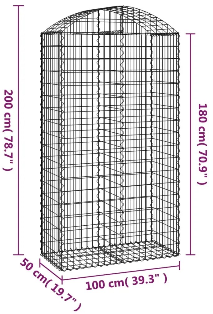 Cesto gabião arqueado 100x50x180/200 cm ferro galvanizado