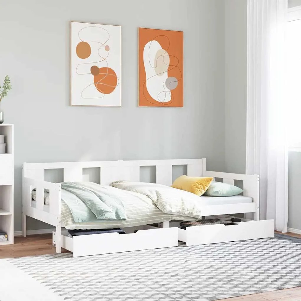 Sofá-cama com gavetas 80x200 cm madeira de pinho maciça