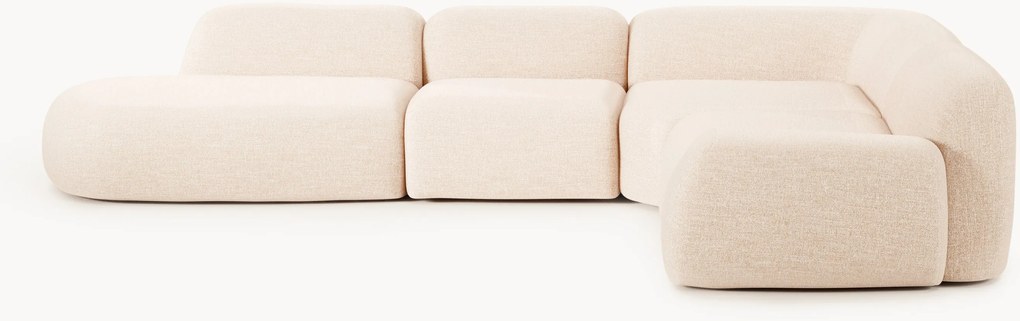 Sofá de canto modular XL em bouclé com chaise longue Wolke