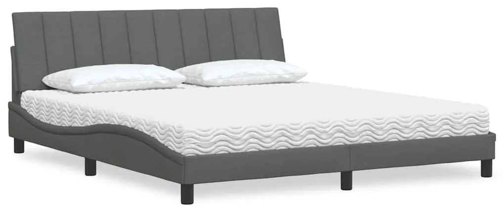 vidaXL Cama com colchão 180x200 cm tecido cinzento-escuro