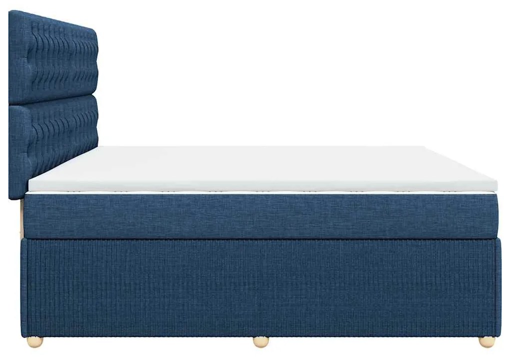 Cama com molas/colchão 200x200 cm tecido azul