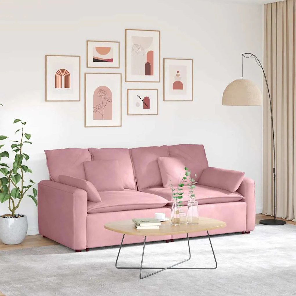 vidaXL Sofá modular com almofadas rosa