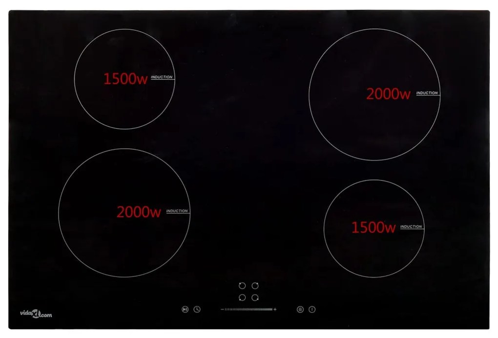 Placa de indução com 4 discos ecrã tátil vidro 7000 W 77 cm