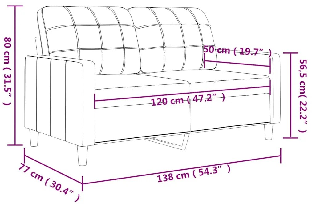 Sofá de 2 lugares tecido 120 cm cinzento-acastanhado