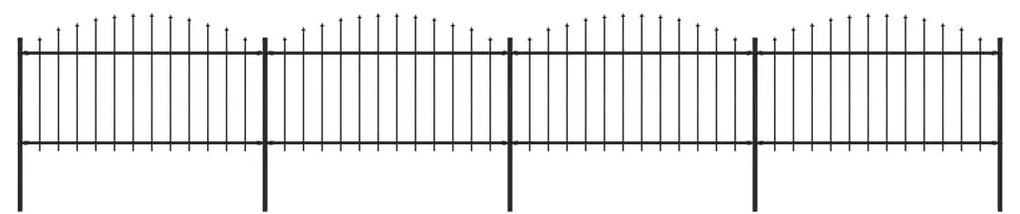 Cerca de jardim com topo em lanças (1,25-1,5)x6,8 m aço preto