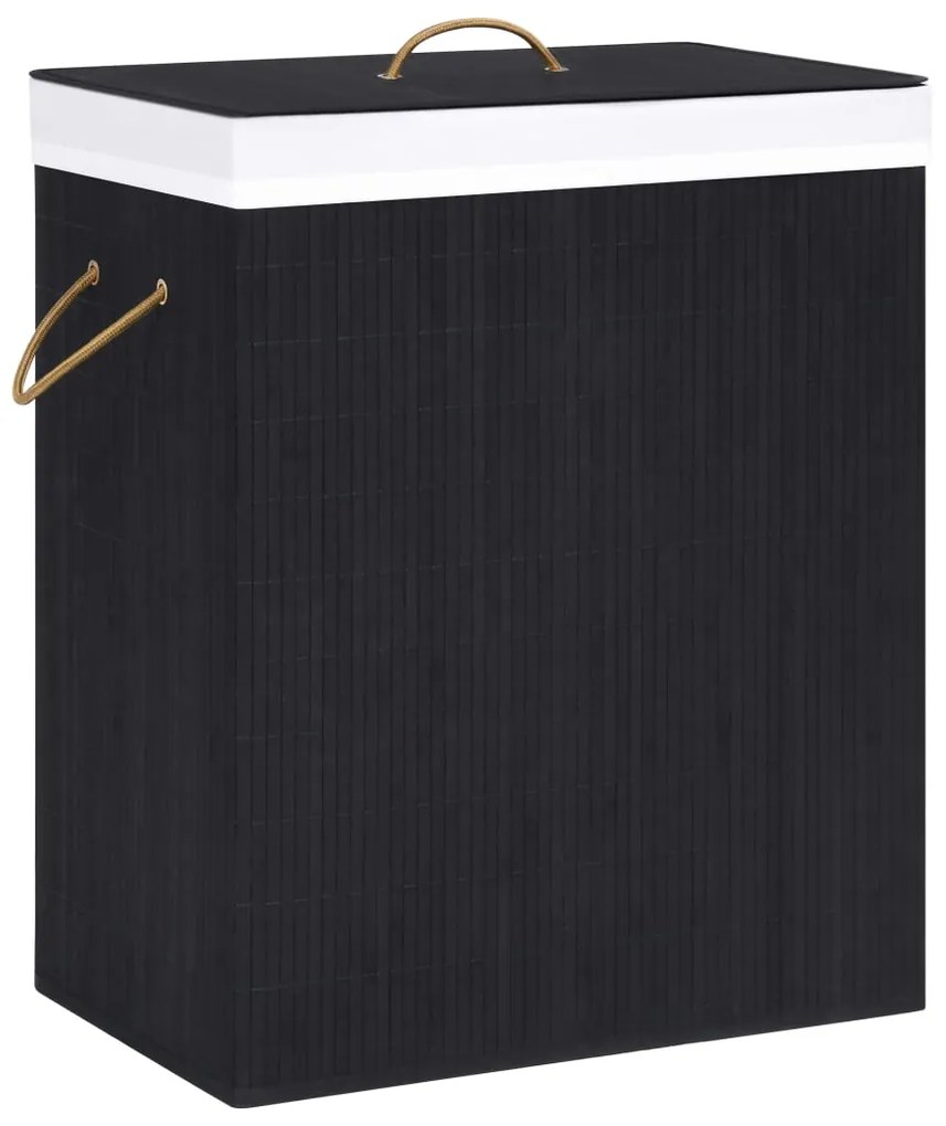Cesto para roupa suja c/ secção única 83 L bambu preto