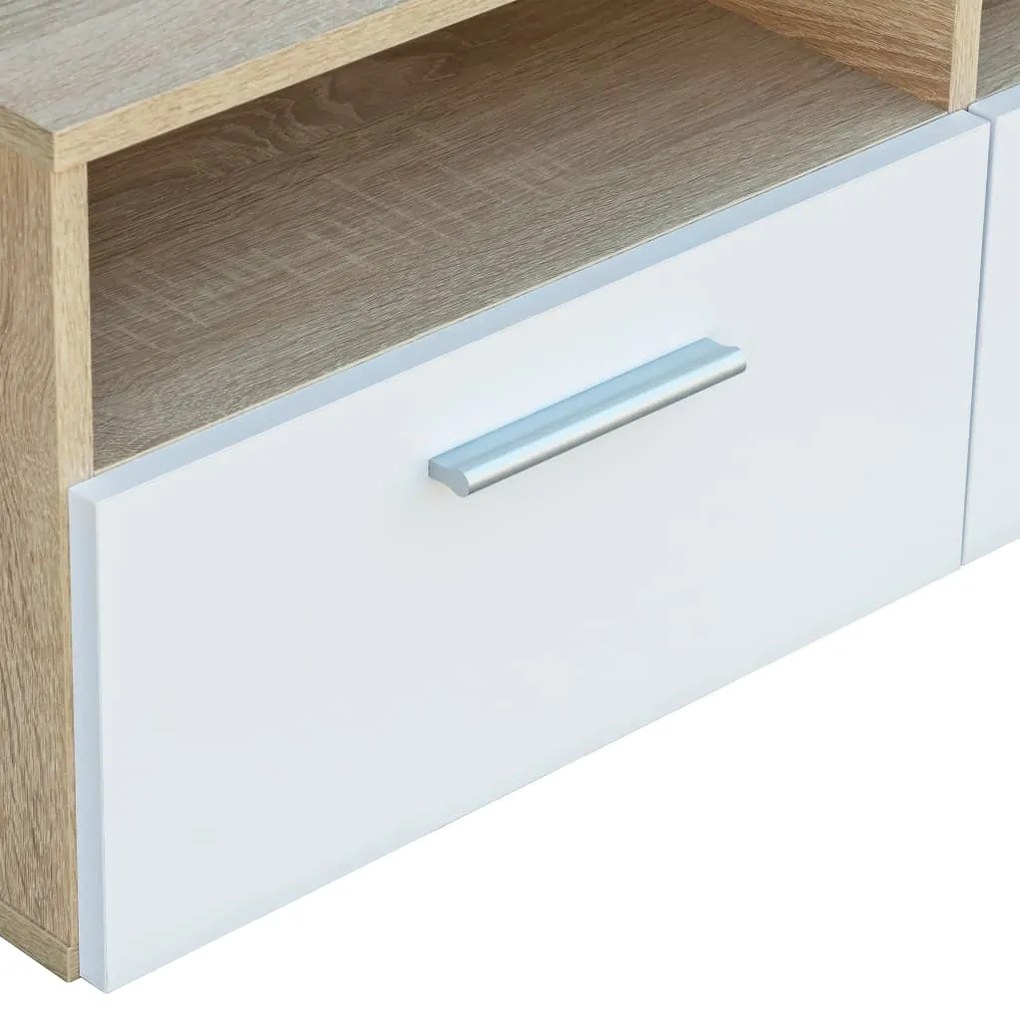 Móvel de TV em aglomerado 95x35x36 cm carvalho e branco