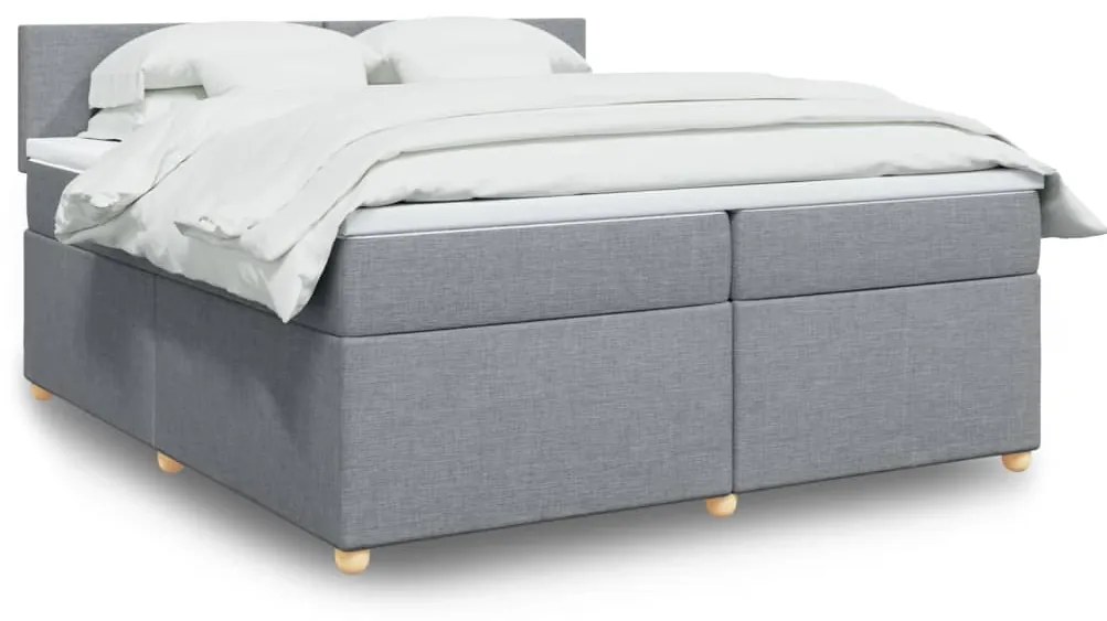 vidaXL Cama com molas/colchão 200x200 cm tecido cinza-claro