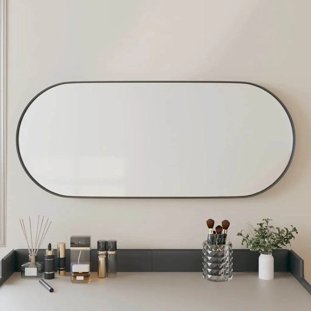 vidaXL Espelho de parede oval 25x60 cm preto