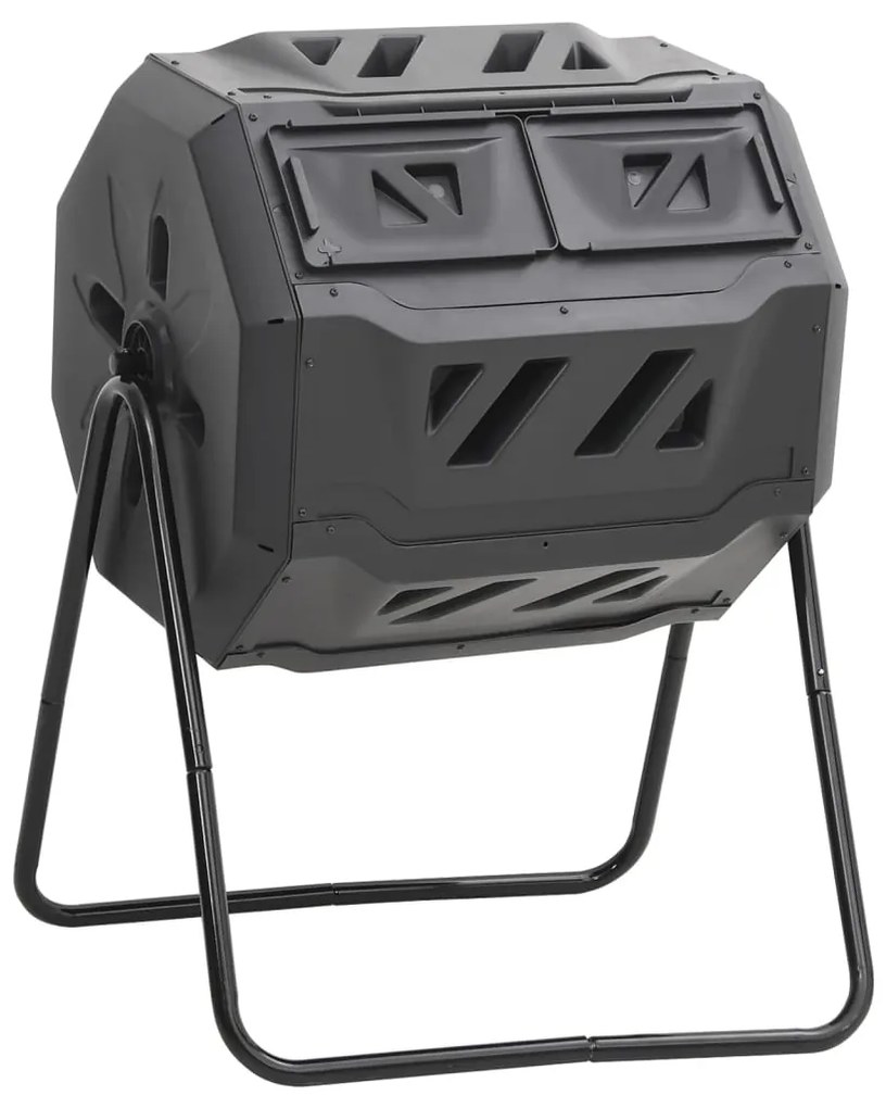 vidaXL Caixote de compostagem para jardim 73x64x95 cm 160 L preto