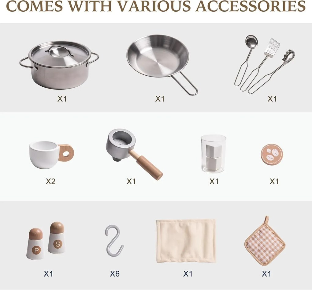 Cozinha de Brincar Moderna para Crianças 101 x 96,5 x 36 cm Branca