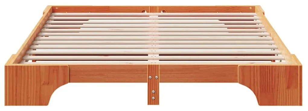 Estrutura de Cama Castanho Encerado 140x200 cm em Madeira de Pinho Sól