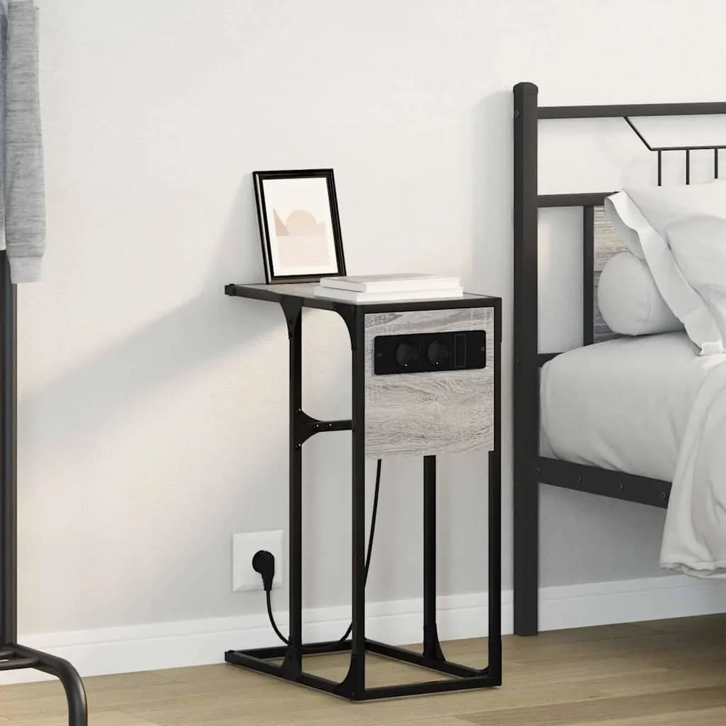 vidaXL Armário de Cabeceira Cinza Sonoma 41,5 x 26 x 60,5 cm