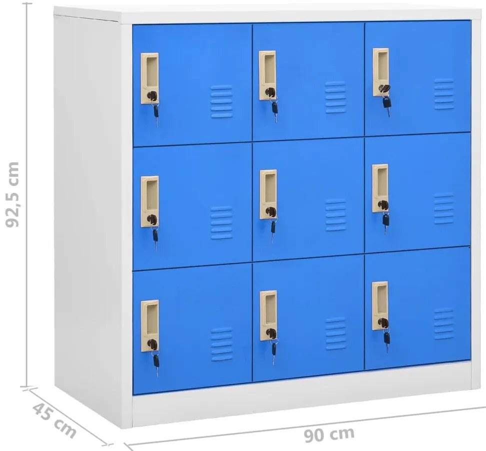 Cacifos 2 pcs 90x45x92,5 cm aço cinzento-claro e azul
