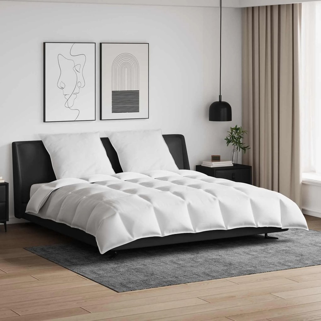vidaXL Conjunto de Edredom com travesseiro 3 pcs Branco Pena de ganso
