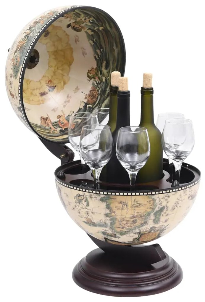 Garrafeira de mesa em forma de globo madeira de eucalipto branco