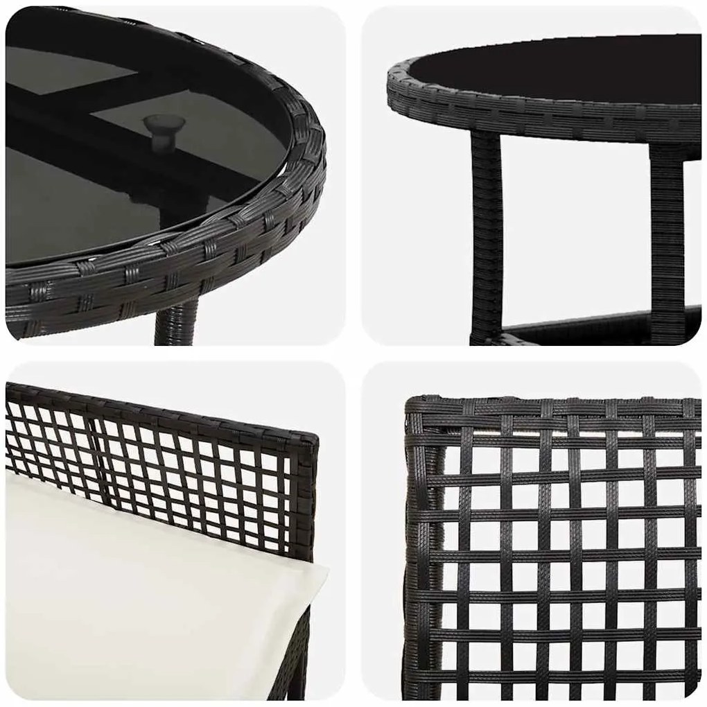 Conjunto de Jantar de 5 Peças para Jardim Preto Polirattan