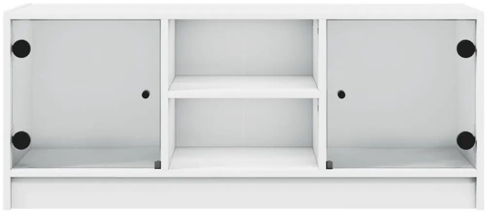 Móvel de TV c/ portas de vidro 102x37x42 cm branco