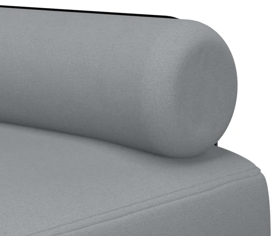Sofá-cama em forma de L 260x140x70 cm tecido cinzento-claro