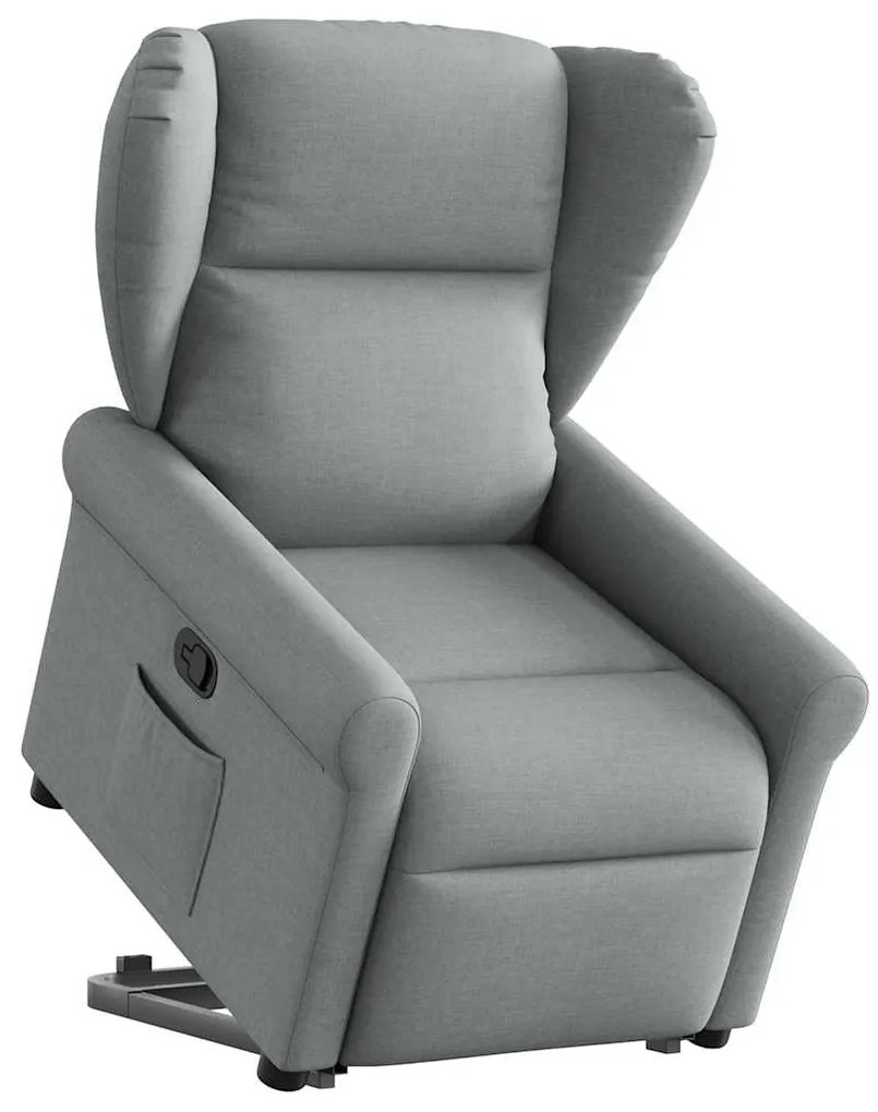 vidaXL Poltrona reclinável elevatória tecido cinzento-claro