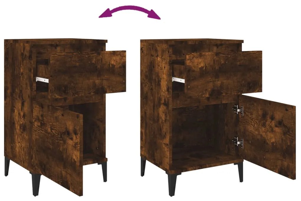Mesas de cabeceira 2 pcs 40x35x70 cm cor carvalho fumado