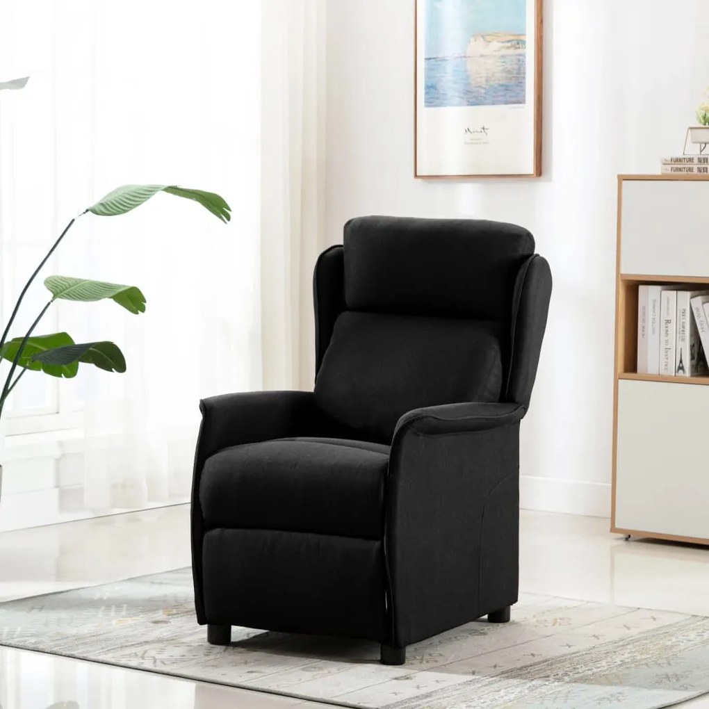 vidaXL Poltrona reclinável tecido preto