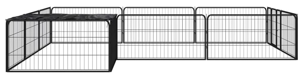 Parque p/ cães c/ 12 painéis 100x50 cm aço revestido a pó preto