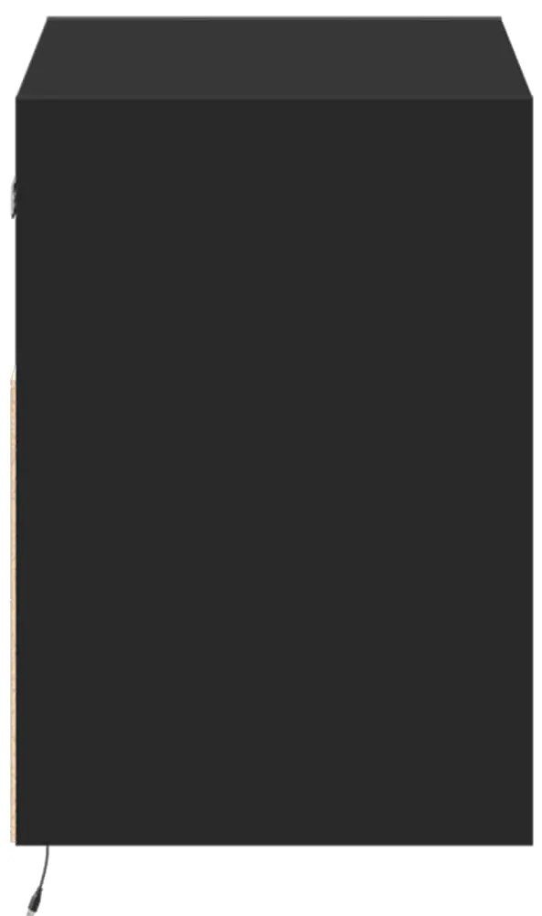 Móvel de parede para TV com luzes LED 80x31x45 cm preto